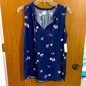 Navy floral sleeveless blouse, Old Navy, M, NWT